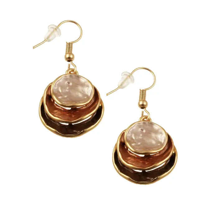 3 Circle Stack Earrings - Coffee