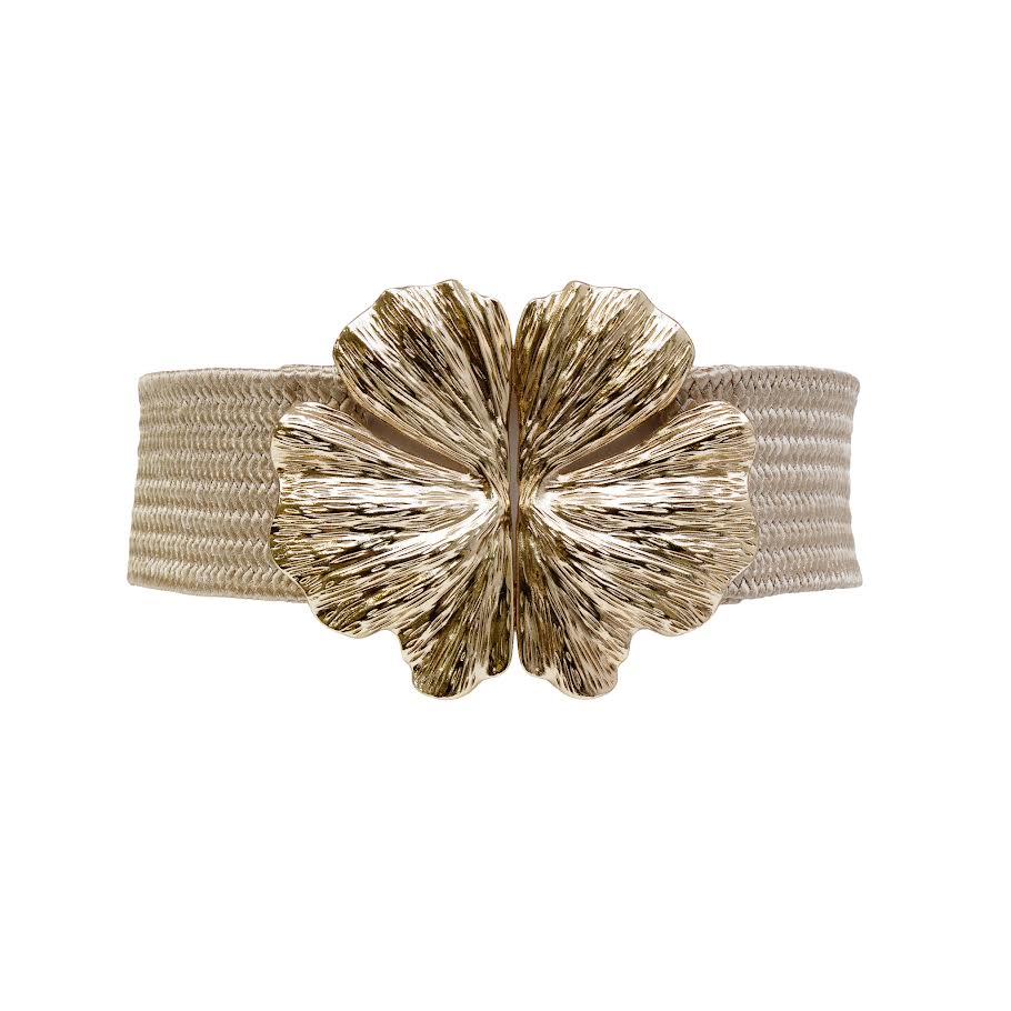 Flower Buckle Belt - Beige