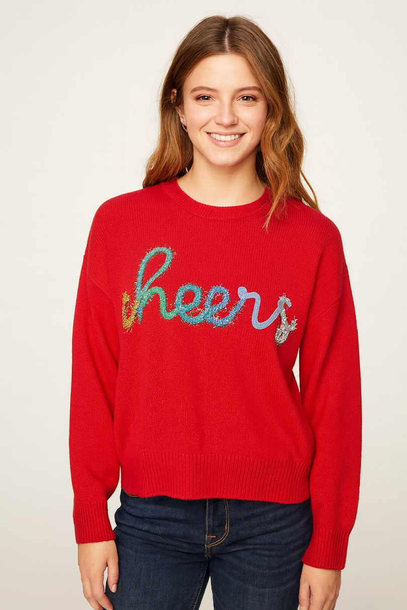CHEERS TO ALL Sweater - Red