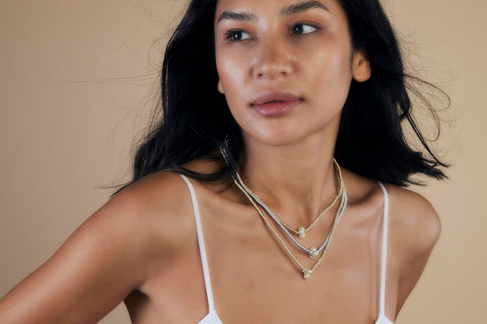 Silk Necklace - Gold and Silver