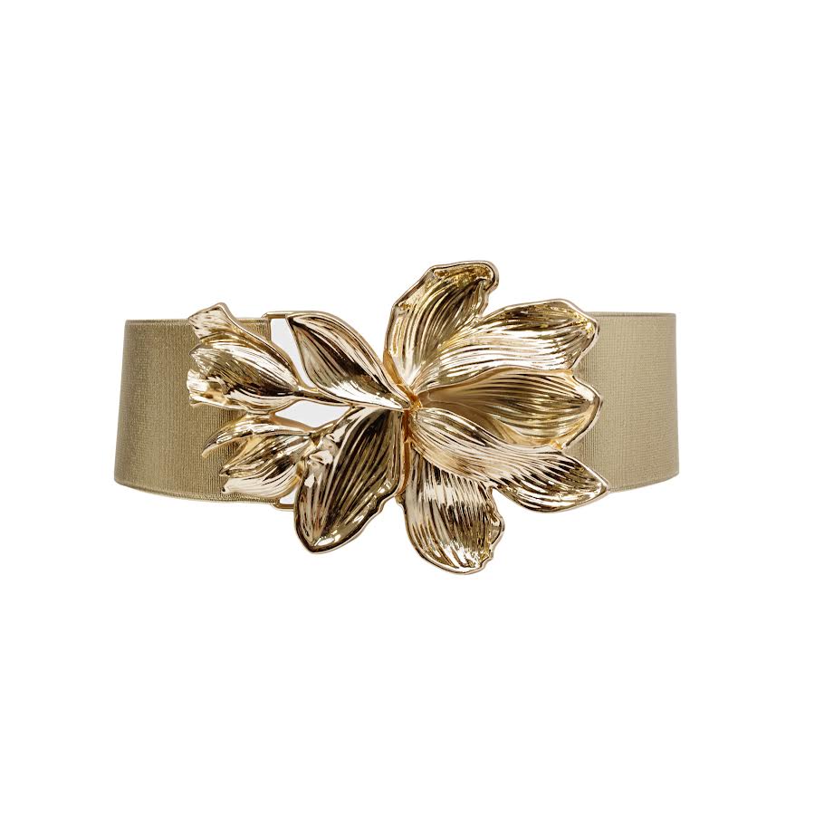 Be Floral Buckle Belt - Gold
