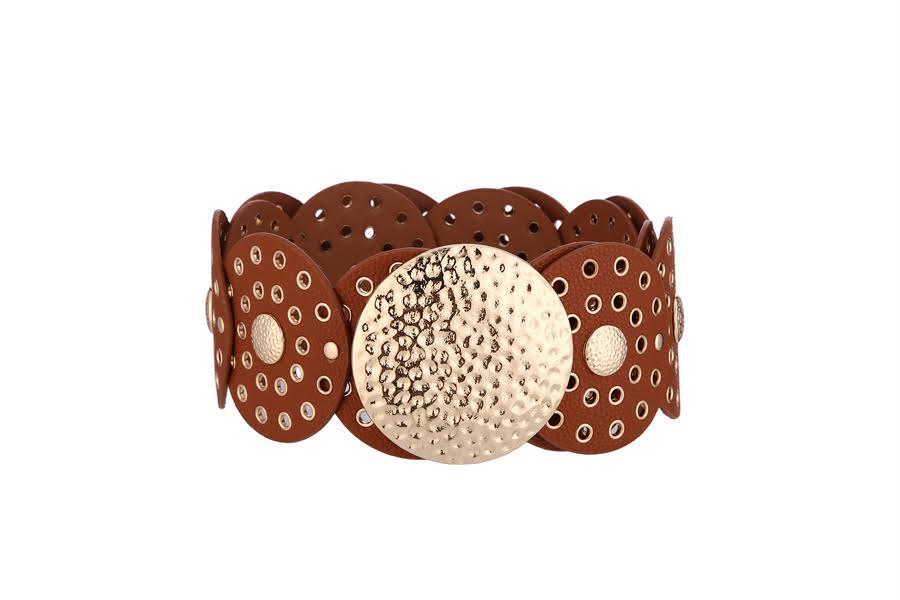 Disc & Grommet Belt - Brown