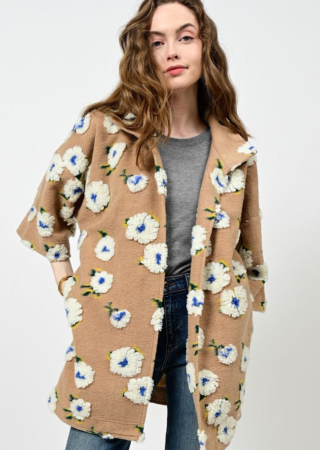 Flower Coat - Camel