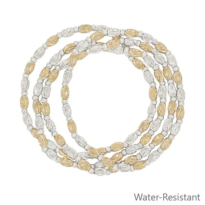 Textured Gold & Silver Beaded Bracelet - Gold Silver