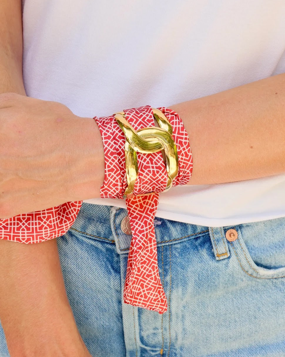Serafina Scarf Bracelet - Red White Geo