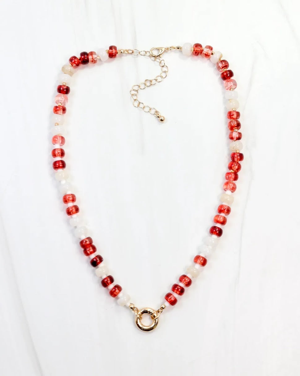 McLane Stone Necklace with Toggle - Red White
