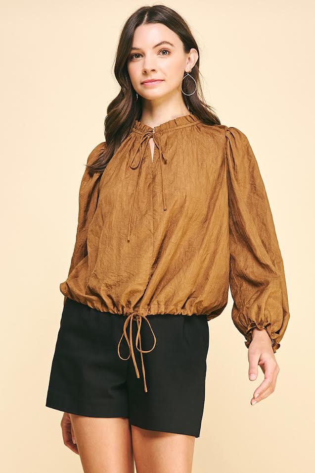 The Paper Crepe Top - Toffee