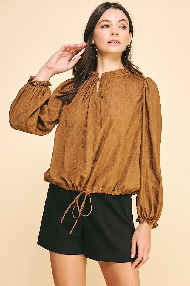 The Paper Crepe Top - Toffee