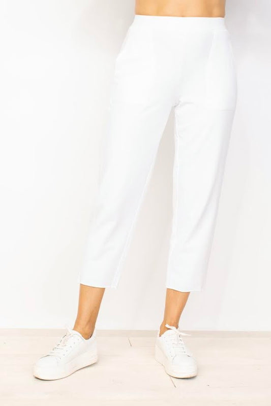 Terry Crop Pant - White