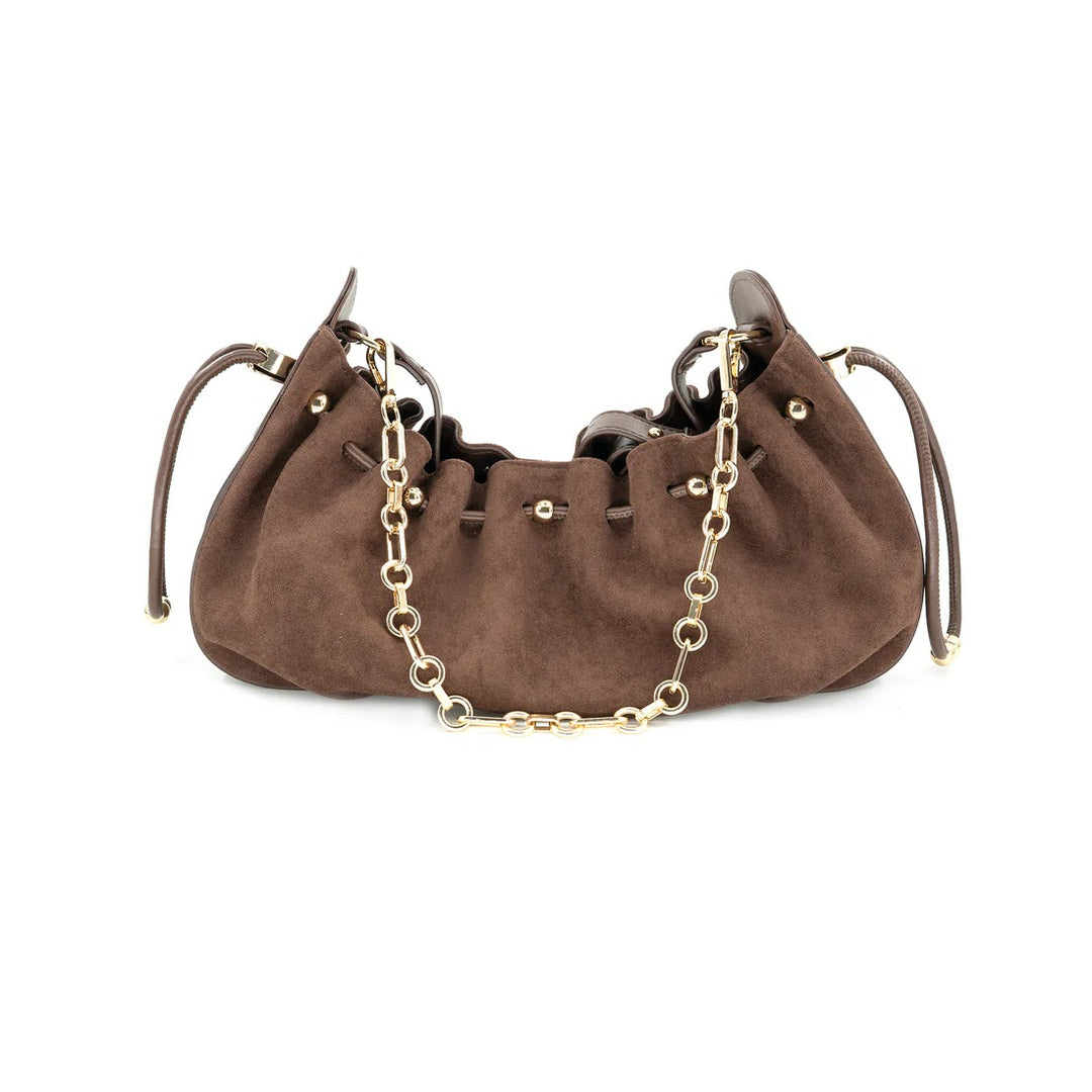 Suede Handbag - Chocolate