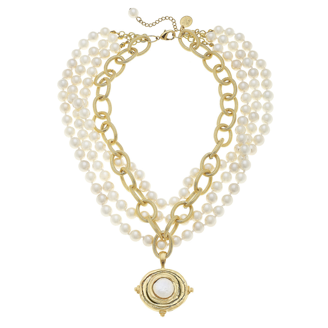 Pearl Strands Necklace - Gold