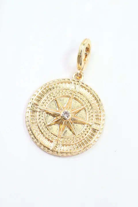 Collins Compass Charm - Gold