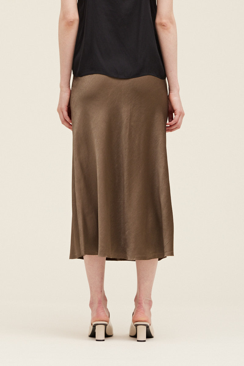 Satin Slip Skirt - Tapenade