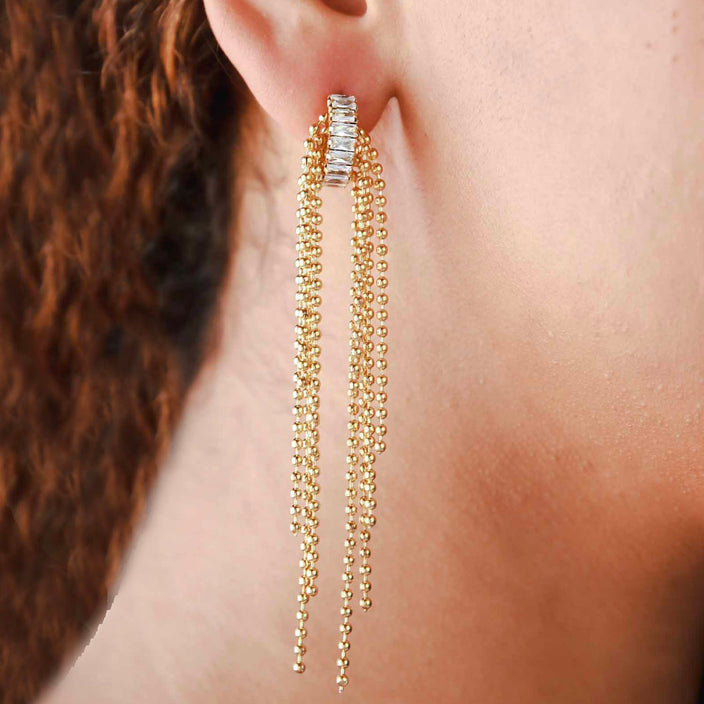 Elizabeth Earring - Gold Rhinestone