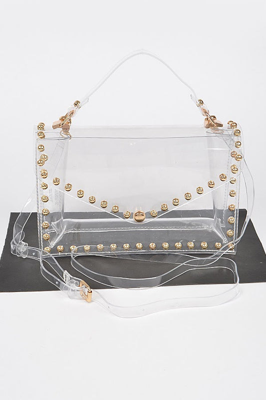Stud Me Clear Bag - Clear Gold
