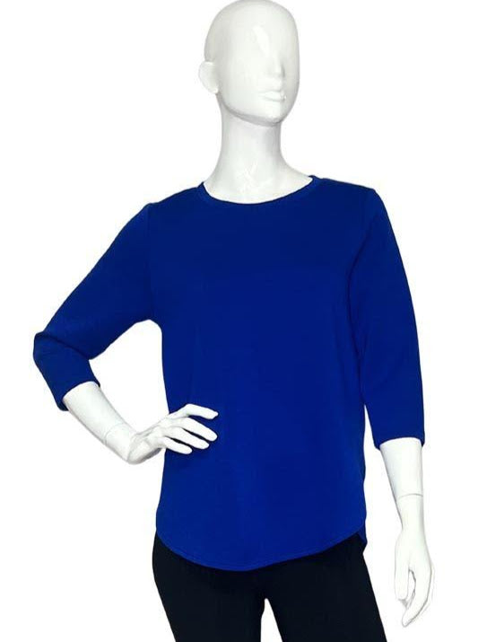 Zofi Crew Neck Hi-Lo Top - Bright Blue