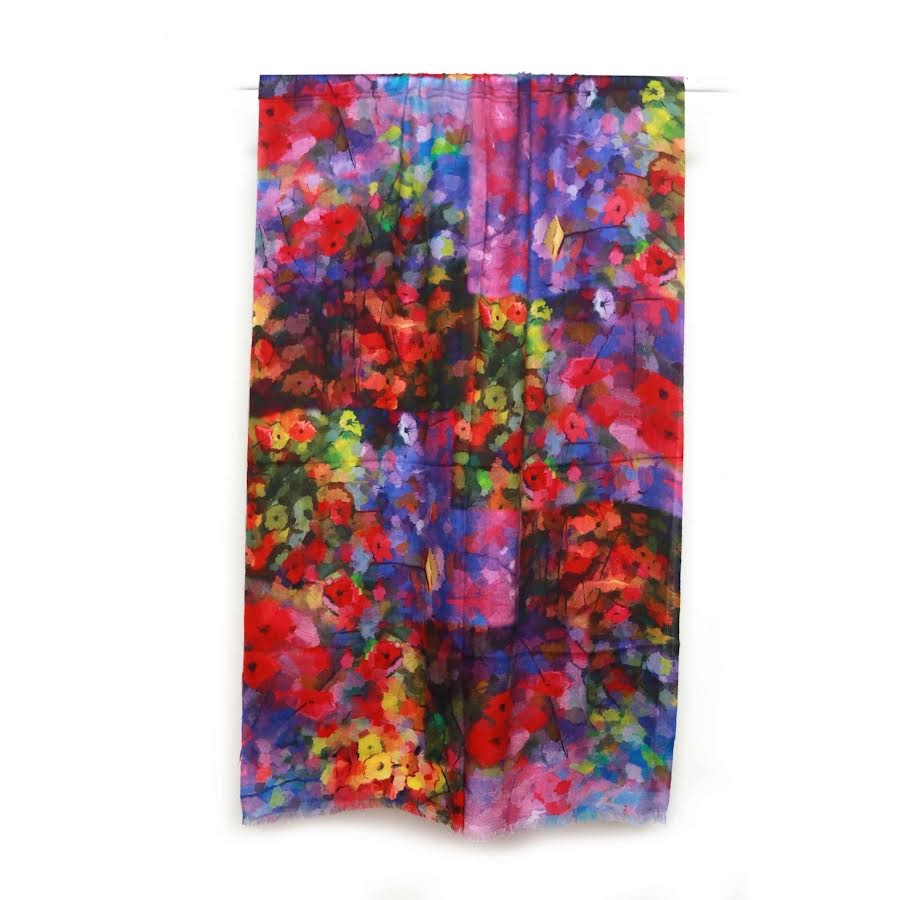 Field Of Peonies Scarf - Blue Purple