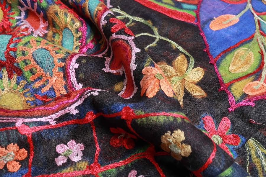 Paisley Flower Scarf - Black Multi