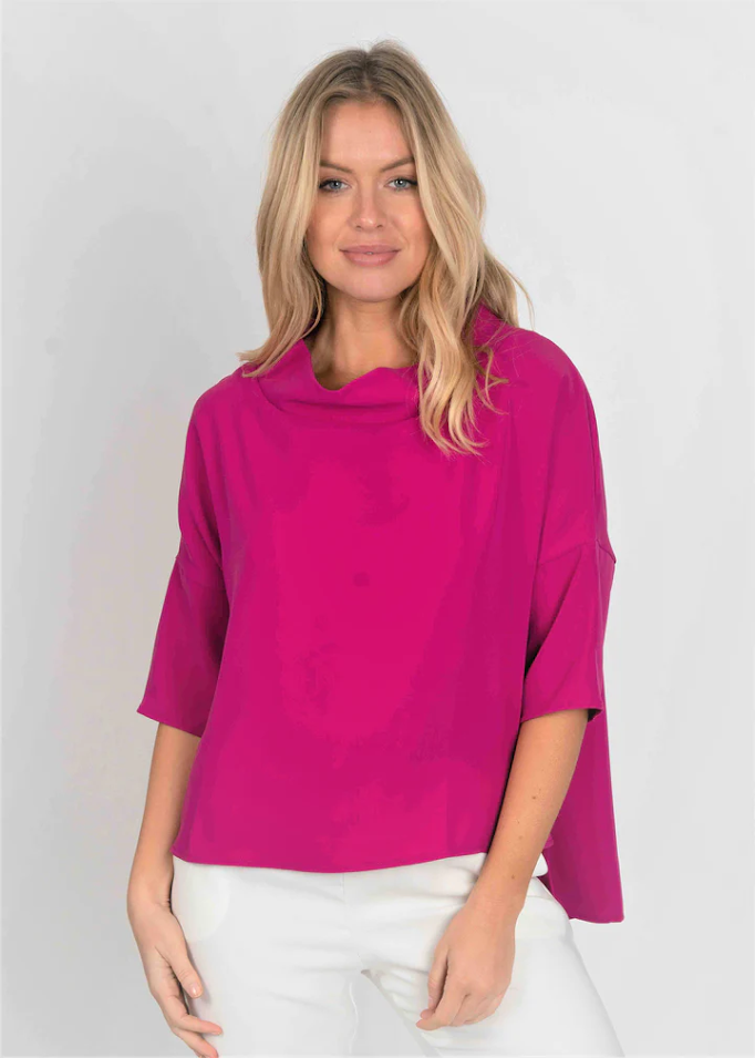 Audrey Cowl Neck Top - Deep Pink
