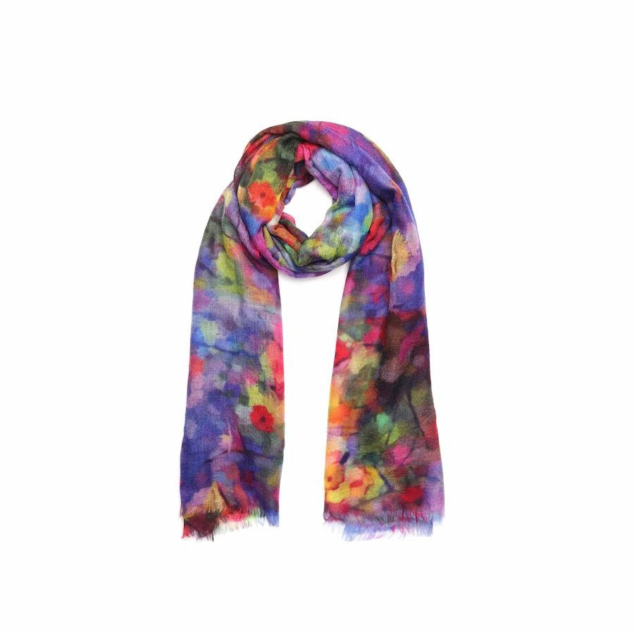 Field Of Peonies Scarf - Blue Purple