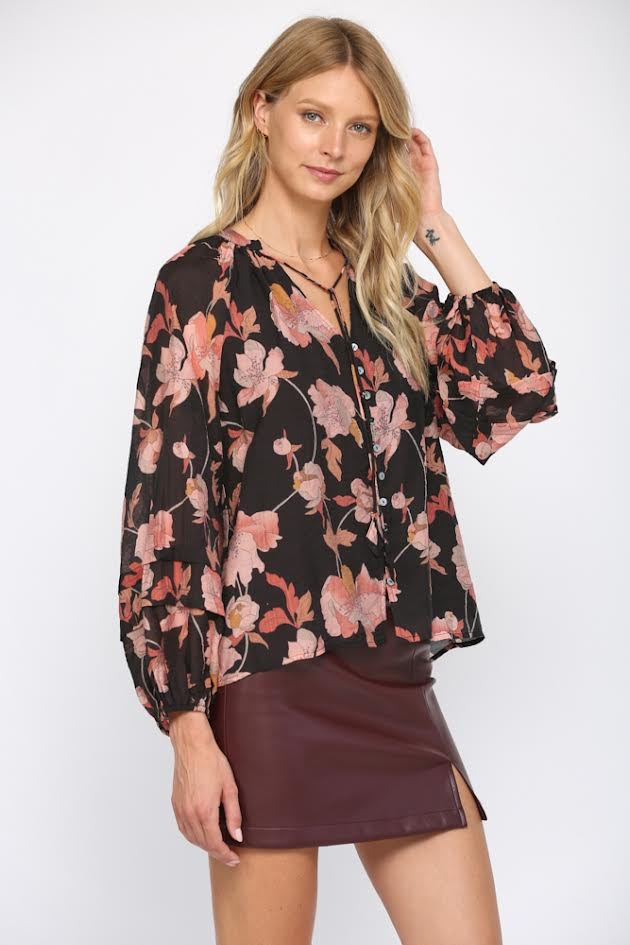 Florally Yours Blouse - Black