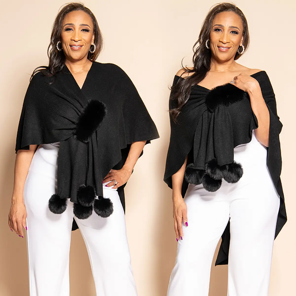 Fur Wrap Shawl - Black