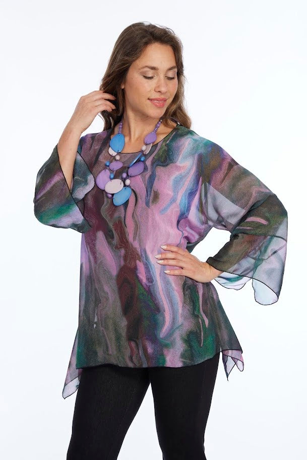 Marble Tunic - Purple Blk Pink
