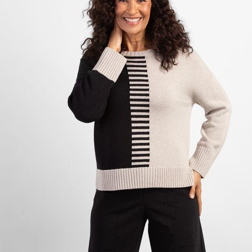 Ying Yang Piano Key Pullover - Putty