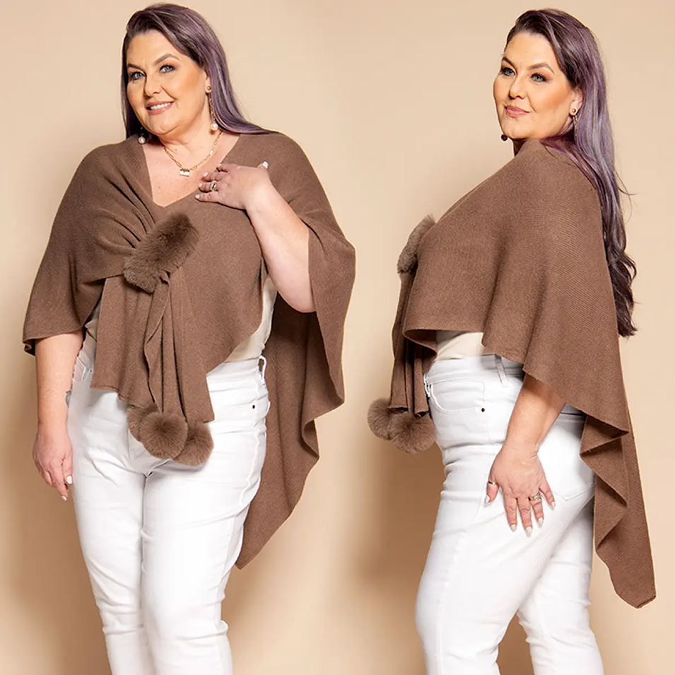Fur Wrap Shawl - Mocha
