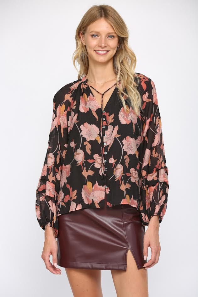Florally Yours Blouse - Black