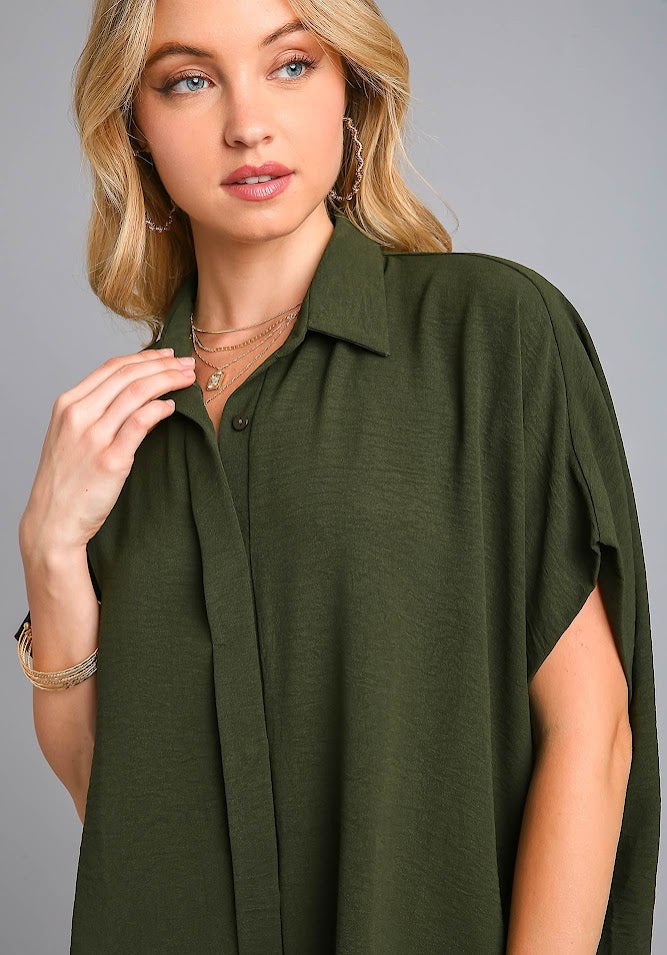 Fun And Flowy Blouse - Olive