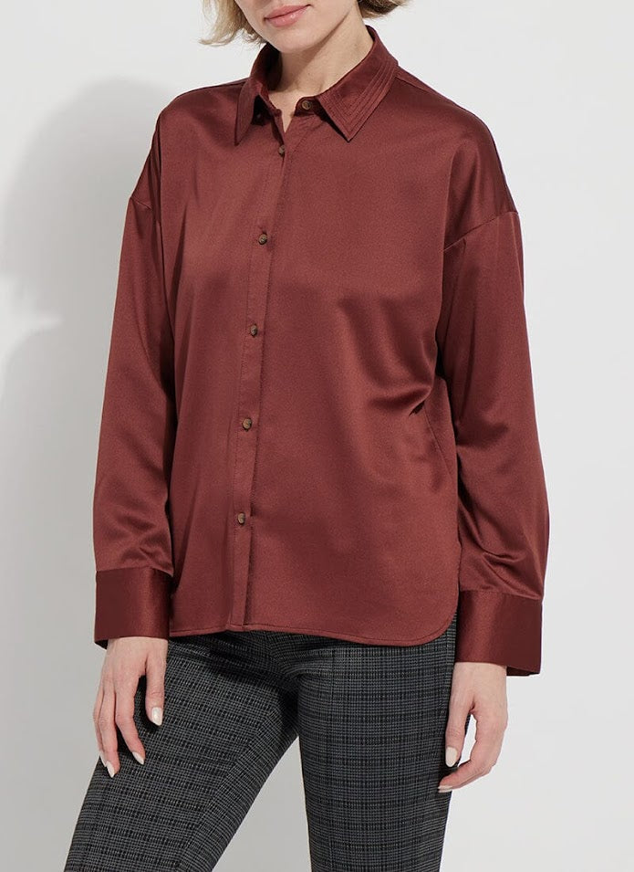 The Kristin Stitched Shirt - Auburn
