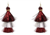 Tassel Earring - Red/White