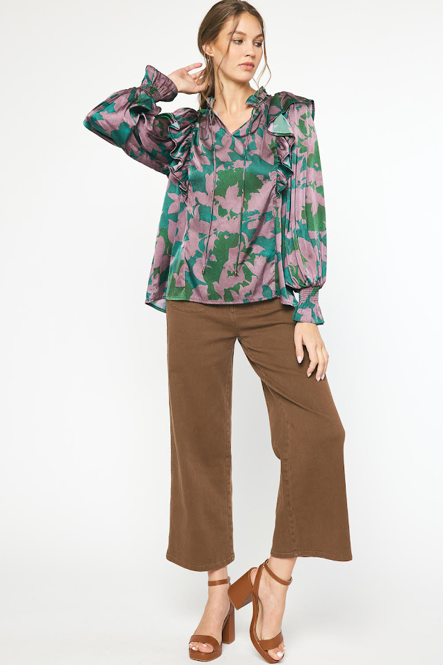 Ruffle Me Top - Hunter Green