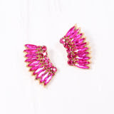 Joanne Embellished Fan Earring - Fuchsia
