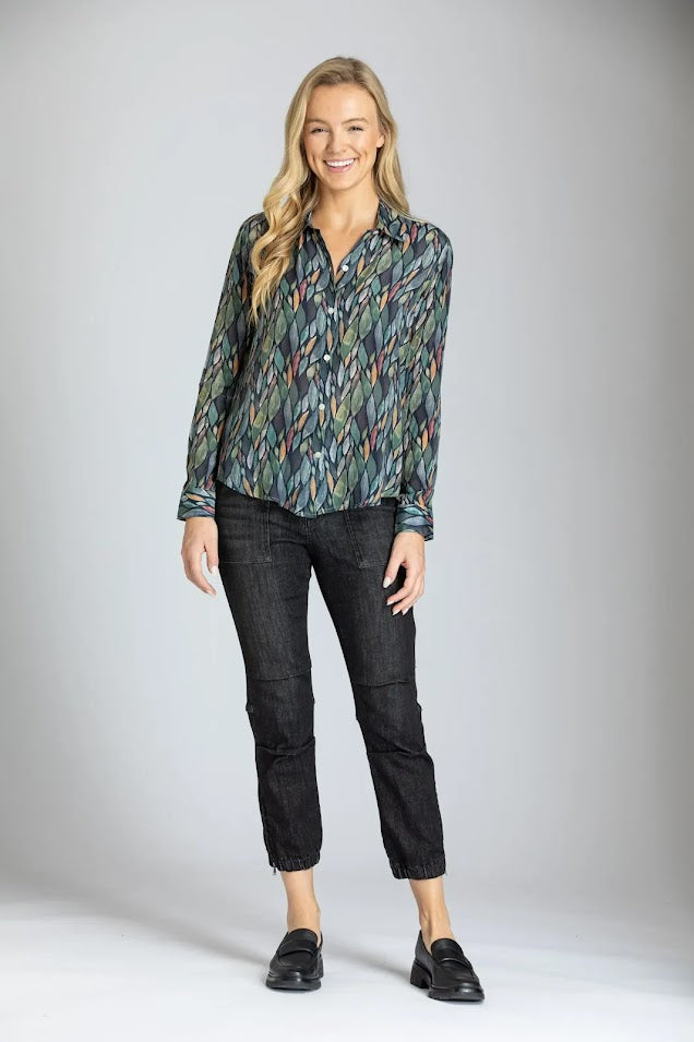 The Debbie Button Down - Gray Olive