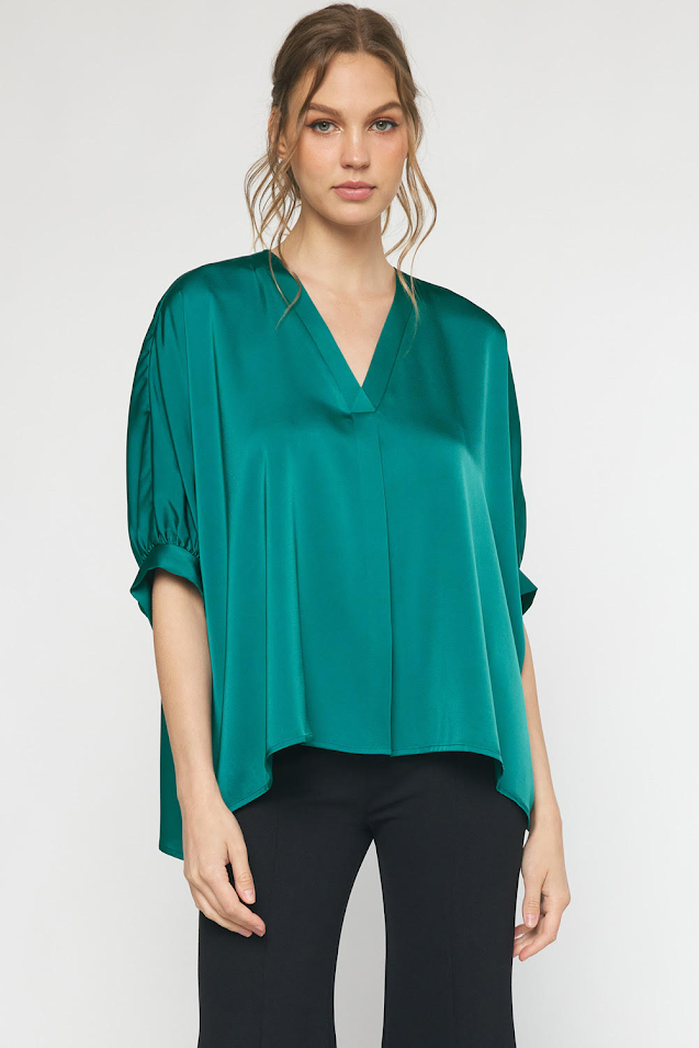 Flowy Top - Hunter Green