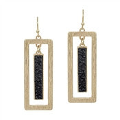 Druzy Bar Earring - Black