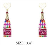 Happy Birthday Champagne Earring - Multi