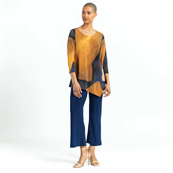 Water Color Tunic - Tan/Navy