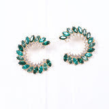 Maghan Embellished Hoop Earring - Green
