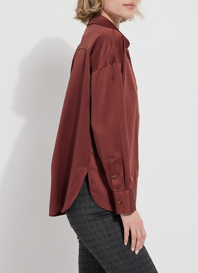 The Kristin Stitched Shirt - Auburn