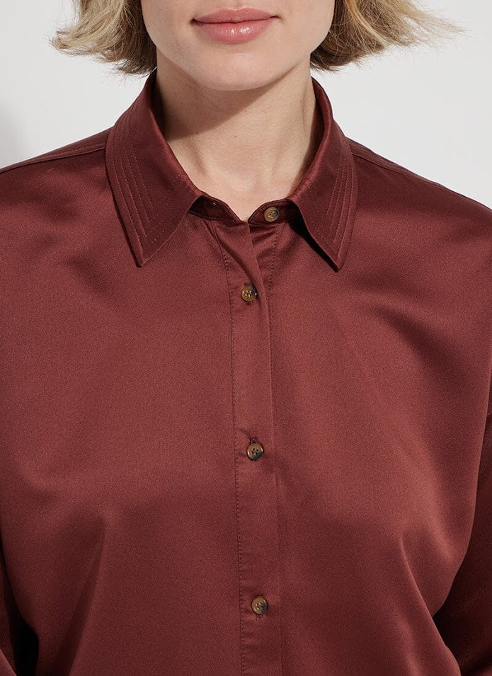 The Kristin Stitched Shirt - Auburn