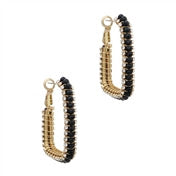 Black Crystal Squared Hoop - Black