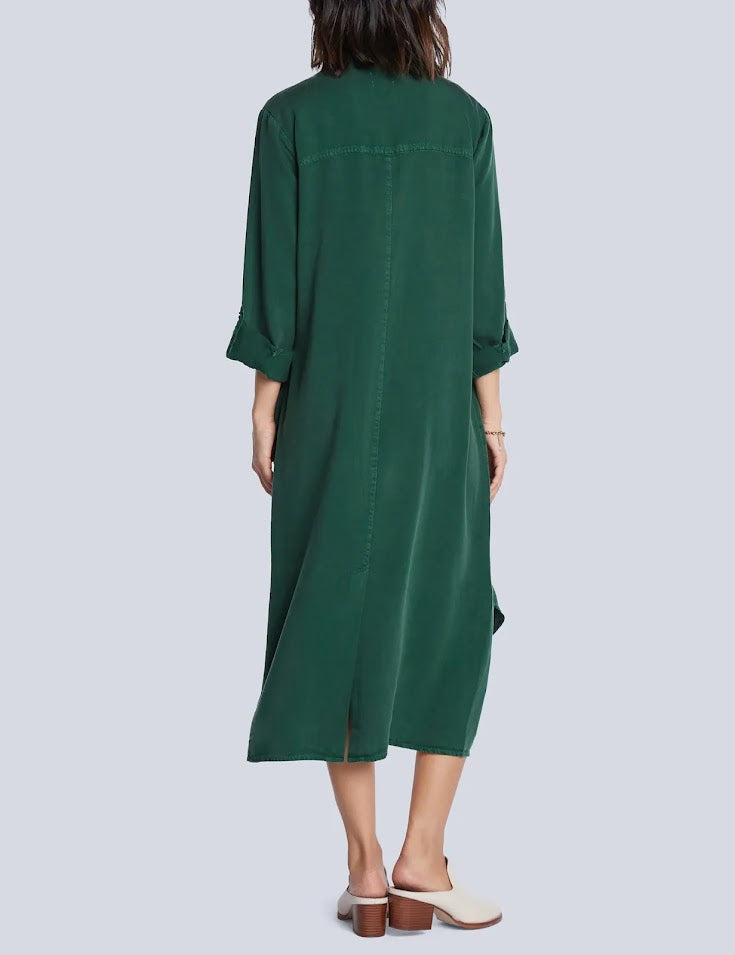 Chill Out Shirt Dress - Rich Green