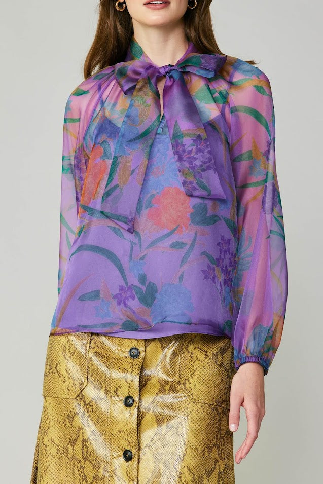 The Hannah Blouse - Purple Floral