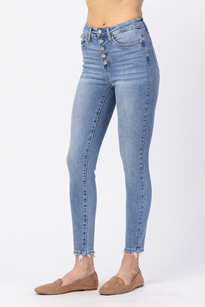 Hi-Rise Button Fly Skinny - Light
