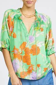 Floral Print Top - Green
