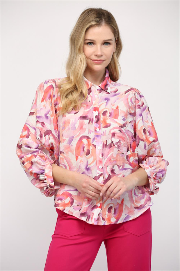 Abstract Blouse - Pink/Purple