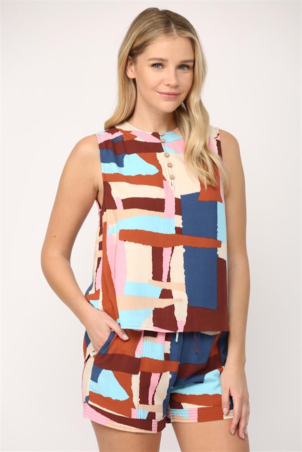 Sleeveless Top - Pink Multi